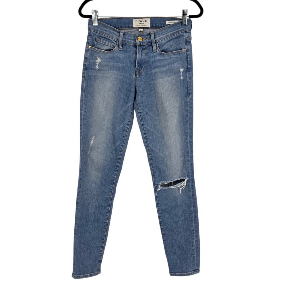 Frame Denim Everglade Wash Distressed Le Skinny De Jeanne Crop Jeans Size 26